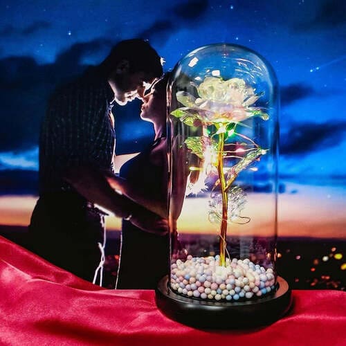 Rose Light Up Flower – Crystal Rose Diamond Lamp with LED Lights for Flowers, Unique Wedding Gifts