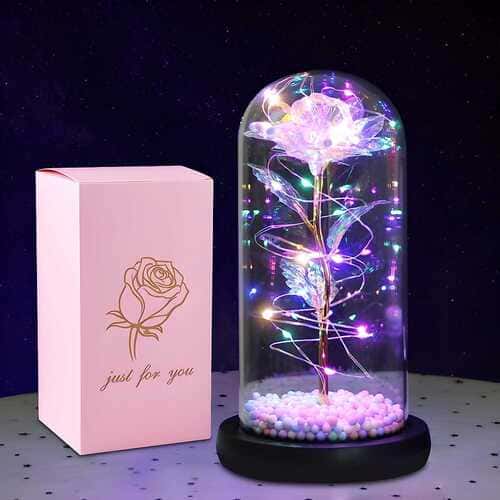Rose Light Up Flower – Crystal Rose Diamond Lamp with LED Lights for Flowers, Unique Wedding Gifts